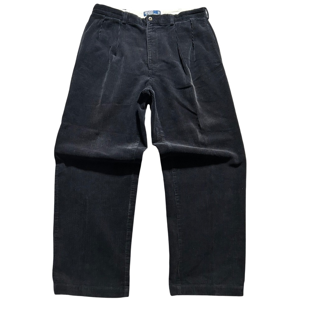 Polo Ralph Lauren Andrew Pant Men 36x30 (Fits 34x30) Navy Blue Corduroy Pleated